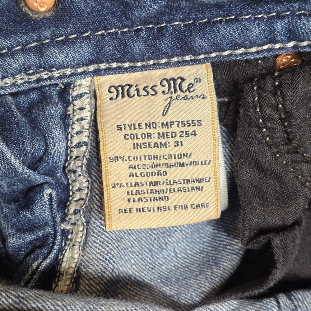 Miss Me Skinny Jeans Womens Mid Rise Embellished Blue 24 Excellent Western - Picture 7 of 12
